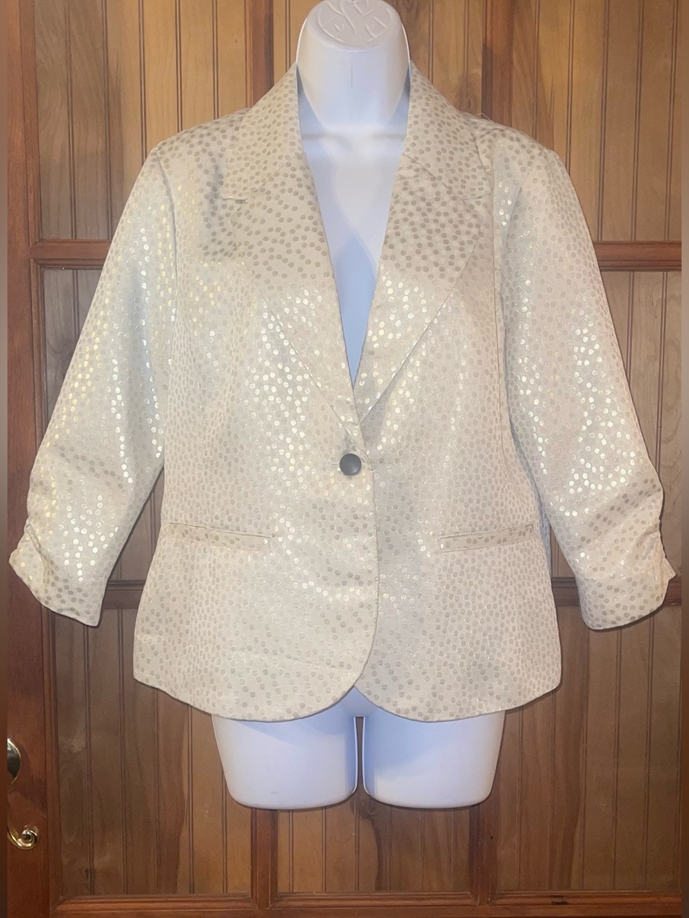 Jennifer Lopez Cream Dot Blazer